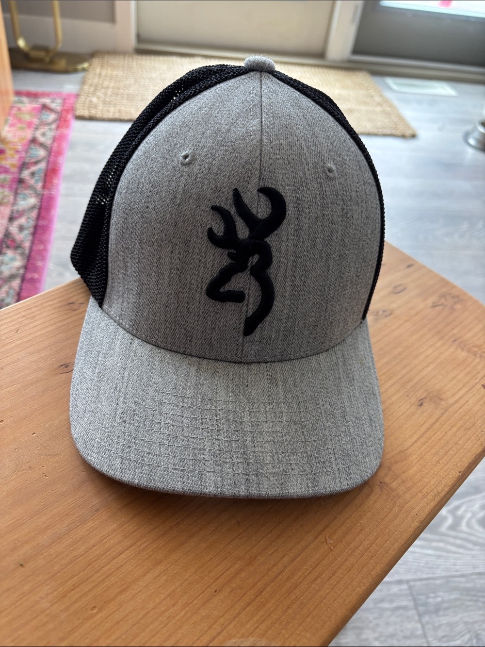 Browning Gray & Black Trucker Hat with Black Buckmark Logo